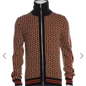 Dries Van Noten Merino Wool Geometric Zip Cardigan